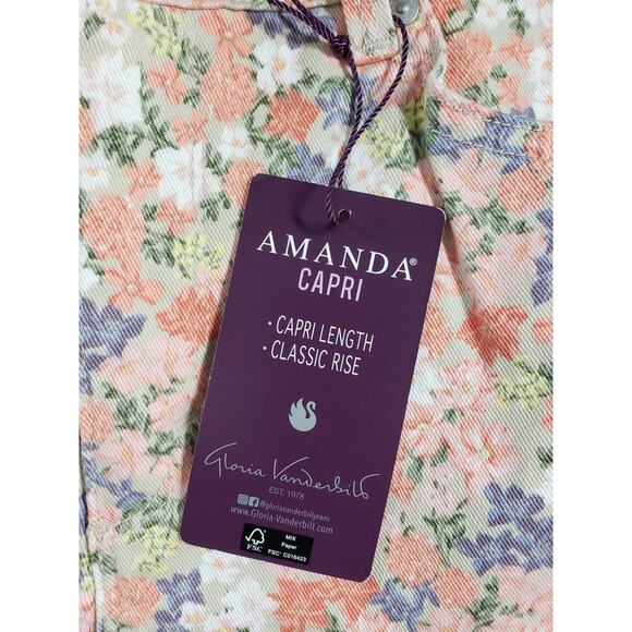 Gloria Vanderbilt Jeans Size 10 Petite Womens Pants Stretch Floral Capri NWT - Picture 3 of 15